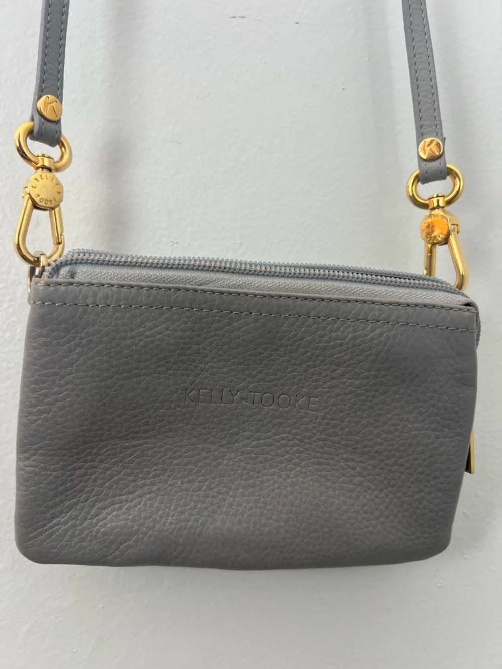 Kelly Tooke Gray Leather Crossbody Bag
